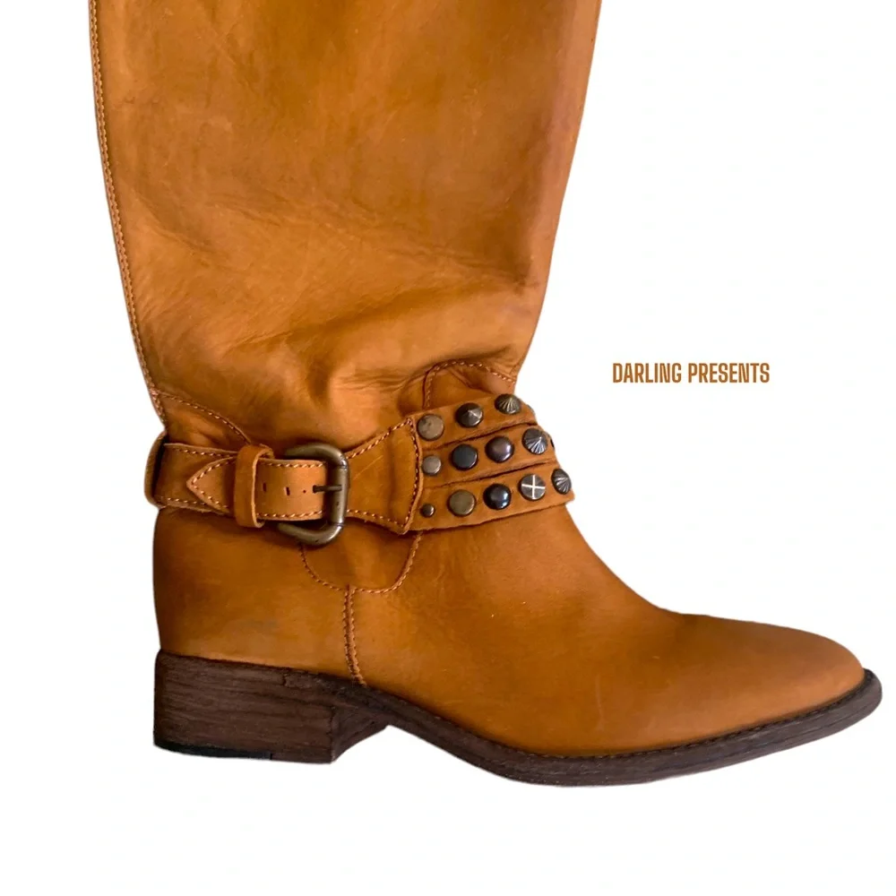 Steven By Steve Madden Smoken Knee High Boots Women Color Cognac Size 6